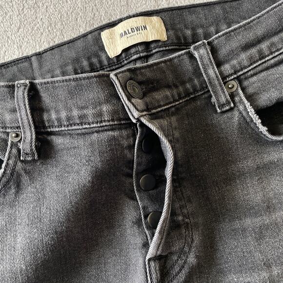 Baldwin Kansas City Jeans 32 Grey Selvedge Henley Rango Slim Straight Button Fly - Picture 9 of 14